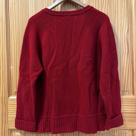 Old Navy Women Red 100% Lambs Wool V Neck Sweater - Picture 2 of 4